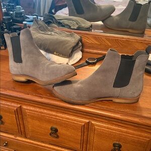 Gray Suede Chelsea Boots